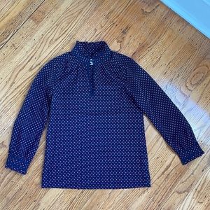J Crew Blouse Navy Red Polk Dot size 00